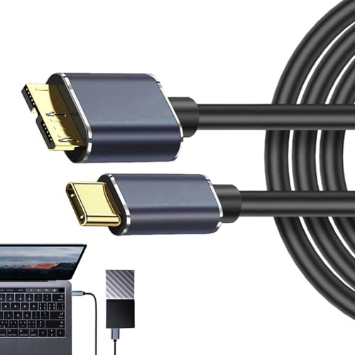 USB Hard Drive Cable - Type-C to Micro-B, 5Gbps Data Cord | Fast Charging Hard Disk Cable for Laptops, Tablets, Phones | Universall Compatibility, High-Speed USB 3.0 for External Storage Devices