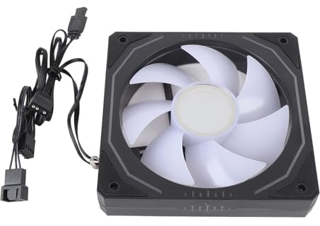 ASHATA ARGB PC Lüfter 120mm, LED Leuchtkühler Lüfter, 9 Flügel Design, PWM Regelung 800-1800 U/min, 4-Pin + 3-Pin Anschluss, Vibrationsdämpfer (Vorwärtsklingen)