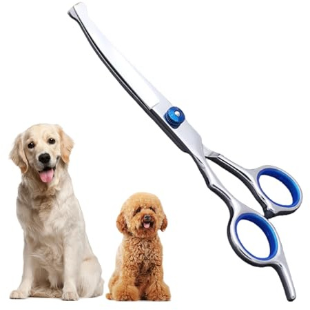 Fellschere für Hunde, Edelstahl, gebogen, mit runder Sicherheitsspitze, Katzen- und Hundehaarschneide- und Trimm-Set, professionelle Haustier-Schere für Welpen, Pferde, Kaninchen und lange Haare