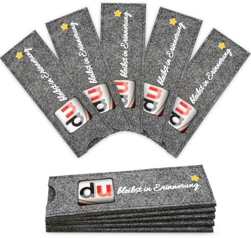 10 Stück Filz-Hüllen für Duplo-Schokolade – 'Du bleibst in erinnerung' mit Sternen-Design – Perfekte Geschenkverpackung für Abschied, Neuanfang und Dankeschön