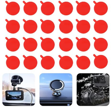 SANTUO Lot de 24 pastilles adhésives rondes 3M - 10 mm - Double face - Extra solides - Haute résistance à la chaleur - Double face - Pour Nextbase, Garmin, Dashcam, GPS, support de téléphone portable