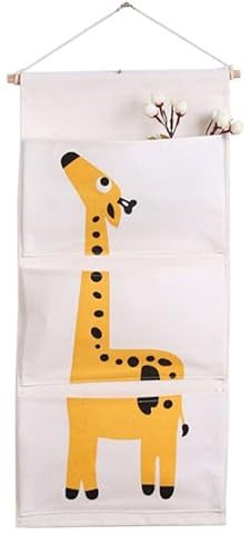 MSLSOZ Organizador colgante de jirafa, 60 x 30 cm, 3 bolsillos, interior impermeable