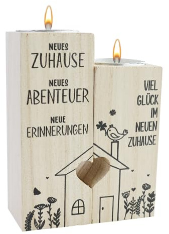 1 Pezzi Candelabri Individuali con Benedizioni e Disegni Carini e 5 Candele,Candelabri in Legno,Regali a Domicilio Appartamento con Design a Forma Cuore,Per La Famiglia,Amici