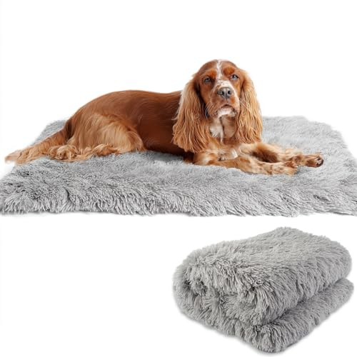 AEYAKA Flauschige Hundedecke Katzendecke – Weiche Doppelseitige Plüsch Haustierdecke aus Fleece, Warme Kuscheldecke Waschbar, Sofa Schutzdecke für Hunde & Katzen, Grau 127×100 cm
