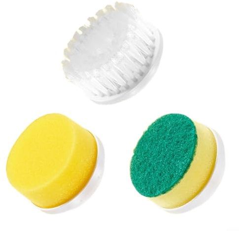 TONIXY Cepillo de limpieza eléctrico giratorio eléctrico, cepillo de limpieza recargable de mano para lavar platos, sartenes y zapatos, blanco, verde o amarillo (tres cabezales de cepillo)