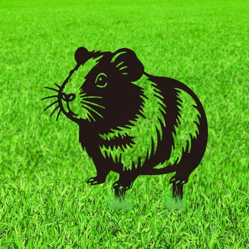 WADORN Piquet Commémoratif en Métal de Cobayes, Plaque Funéraire en Métal Noir Résistant aux Intempéries de Hamster de Cochon d'Inde Personnalisée pour Cimetière Jardin Tombe Cadeau de Condoléances