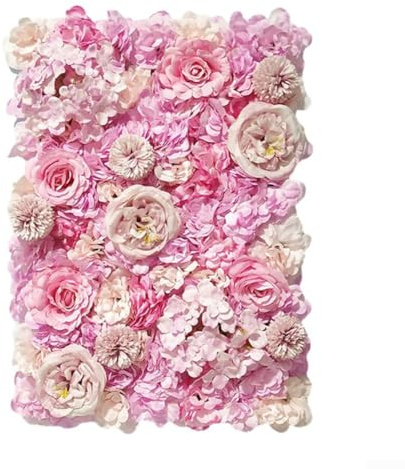 FACAIIO Panneau mural de fleurs artificielles pour mariage, décoration d'hôtel avec roses en soie et hortensias, 40 x 60 cm, orange/rose violacé/violet clair/champagne