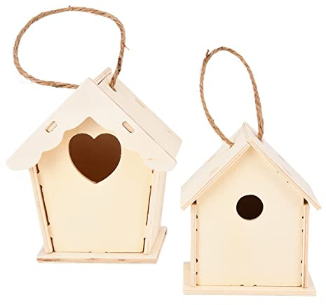 HETHLIF DIY Kreatives Vogelhaus aus Holz, Einfache Anhängerdekoration, Kunsthandwerk für, Hand-Auge-Koordination und Kreativer Ausdruck, Material Verbundholz