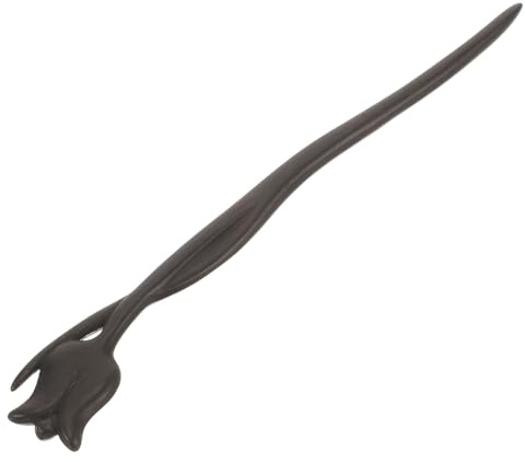 DECHOUS Bacchetta per Chioma in Legno Nero Inciso a Mano, Stile Vintage Elegante Forma di Rosa, Accessorio per Chignon e Acconciature Sofisticate