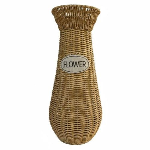 Qianly Vaso da Terra Finto Rattan, Design Minimalista, Vaso Alto da pavimento, Decorazione Domestica da interno per Ingresso, Ufficio, Colla Fiori D
