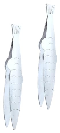 GAROZATION 2pcs Stainless Steel Fishbone Tweezers Hair Removal Tools for Easy Cleaning and Removing Pig Hair, Multifunctional Kitchen Clips for Seafood and Cooking Tasks