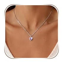 ilasif Kette Silber 925 Damen, Halskette Damen Silber mit Herz Zirkonia anhänger, Silberkette Geburtsstein Mode Halskette Schmuck Geschenke für Frauen Mädchen