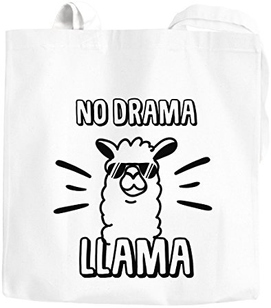 MoonWorks Jutebeutel No drama Llama Lama Spruch Sprüche Quote Baumwolltasche Stoffbeutel Tragetasche weiß unisize
