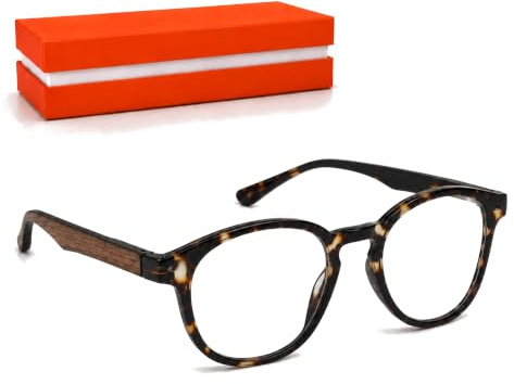 SILAC - 7302 - Lesebrille für Damen und Herren - +1,00 bis +3,50 | Ovale Polycarbonat-Fassung Schildpatt – Flexbügel in Holzoptik – Große Gläser – Etui inklusive