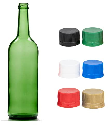 Vigo Presses Green Glass Bottles with Screw Caps – Boudeaux Style for Wine and Juice – Pack of 24 with Tamper Proof Caps Supplied
