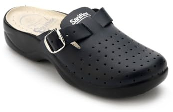 SANIFLEX 631-10 Certificato Medico Zoccoli Sabot Pantofole Scarpe di Pelle, Donna, Blu, EU 40