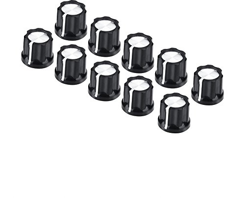 Vbestlife Manopole per volume, 10 pezzi, in metallo nero, conico, potenziometro rotativo, manopole di controllo, tappo regolabile per albero a forma di D, chitarra elettrica basso