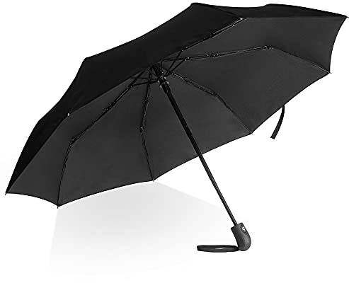 Villkin Regenschirm sturmfest mit Auf-Zu-Automatik - robuster und hochwertiger Regenschirm in schwarz für Damen und Herren - 107cm breiter Taschenregenschirm