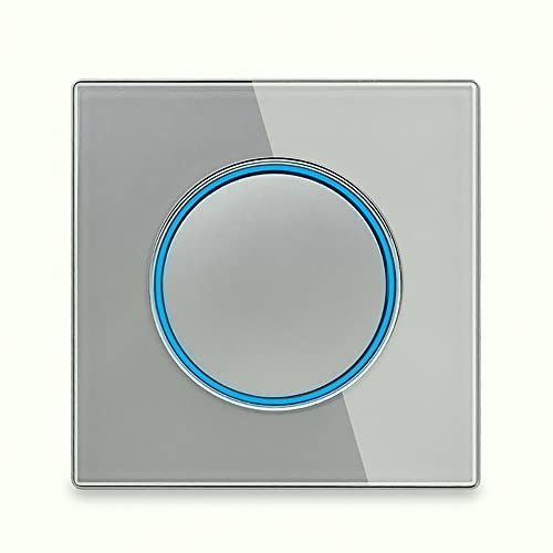Circle 1/2/3/4 gang 2 way Push Button Wall Light Switch Glass Frame Light LED Indicator (grey 1 gang 2 way)