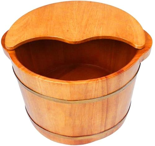 NUBAOzy Foot Tub Wooden Foot Basin Oak Wood Cask Foot Tub with Cover Foot Tub Thicken Foot Barrel Massage Foot Bath Barrel Foot Bath Wooden Bucket Foot Spa Household Wash Ba (Color : Height27cm)
