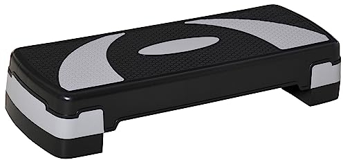 HOMCOM Steppbrett höhenverstellbar Fitness Stepper mit Antirutschbelag 3 Stufen (10/15/20 cm) Rutschfest Stepbench für Zuhause Fitnessstudio Büro Kunststoff Schwarz