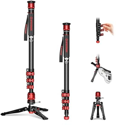 IFOOTAGE Monopod with Pedal Cobra 3 C180F-P, 71 Monopod for Cameras Portable Travel Mono pod with Feet, Mono pod Camera Stand Compatible with Sony Canon Nikon DSLR Camera, Max Load 17.64 lbs