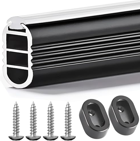 Kleiderstange Ovale Aluminium-Kleiderstange zur Wandmontage, robuste Kleiderstange for Aufhängen von Kleidung, Waschküche/Badezimmer/Schränke, Kleiderständer, Schrankstange, Duschstange(Black,55cm/21.