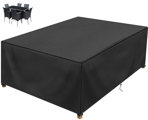 BBOVOBB Waterproof Garden Furniture cover, Outdoor Patio Table Cover 145x115x65cm(LxWxH) Heavy Duty Oxford Fabric, Anti-UV, Rip Proof garden table covers Outdoor Rattan Furniture Cover