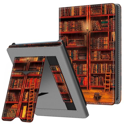 Fintie Hülle für Pocketbook Verse/Verse Pro(2023)/Pro Color(2024) 6 Zoll | Kickstand Schutzhülle mit Kartenfach Handschlaufe und Schlafen/Wachen Funktion, die Bibliothek