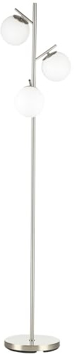 HOMCOM Stehleuchte, Stehlampe, 40 W Standlampe mit 3 E27 Fassungen, Standleuchte mit 3 Lampenschirmen aus Glas, für Wohnzimmer, Höhe 169 cm, Metall, exkl. Glühbirne, Silber