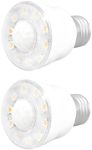 Jiotouhu LED-Glühbirnen 2 W, automatisch mit Infrarot-Bewegungsmelder PIR, Nachtlicht für mehr Sicherheit, E27-Sockel, Warmweiß 3000 K, AC 220 V, nicht dimmbar, 2er-Pack