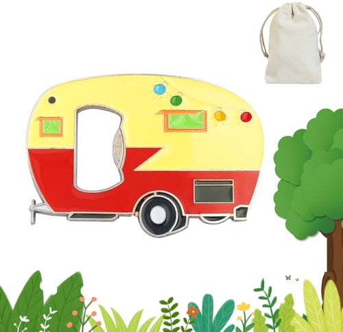 Décapsuleur magnétique pour camping, camping, caravane, gadgets, décapsuleur amusant, ouvre-bouteille, bière, camping-car, cadeau (jaune)