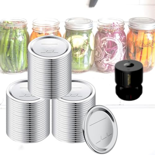 GLHFSONG 60 PCS Regular Mouth Mason Jar Lids, Silver, Tinplate, Compatible with Mason Jar Vacuum Sealer, Airtight Seal, Easy to Use, Durable Construction