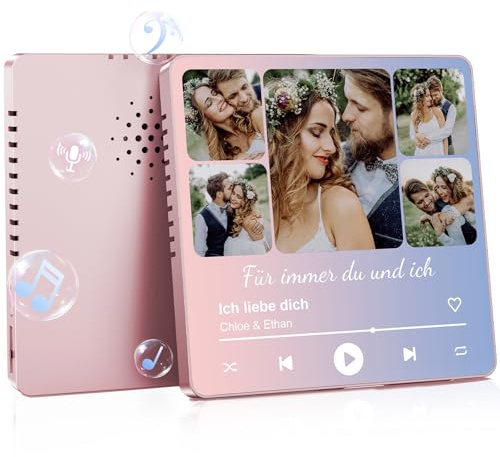 UNIGIFT Musik-Fotomagnet für Kühlschrank, Valentinstagsgeschenk | Personalisierter Fotomagnet mit Musik und Aufnahmefunktion, Geschenk für Freundin, Freund, Paare, Valentinstag und Jahrestag