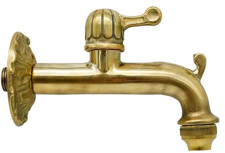 L'Artistica F.LLI PERINCIOLI | Grifo tipo Imperio de paso rápido con rosetón y soporte de manguera con casquillo 1/2 M, grifo de latón para fuentes de columna o pared, 118 x 145 mm