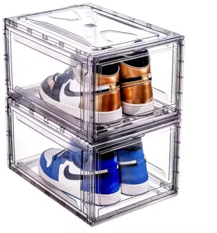 POSH Skobox i plast, stapelbar, magnetisk skoförvaringslåda för sneakers, transparent (2)