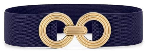 JasGood Damen Breiter Elastischer Taillengürtel Stretchy Gürtel für Kleider Hüftgürtel Goldener Schnalle Gürtel für Damen