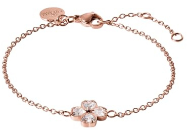 Purelei Cuore Armband – Elegantes Ankerketten-Armband mit Kleeblatt-Anhänger aus Zirkonia-Herzen
