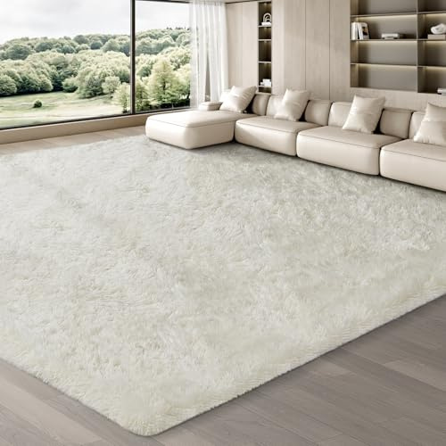 JOJOSEE Rugs Living Room, 240 x 340 cm Cream Area Rug, Anti Slip Soft Fluffy Shaggy Extra Large Floor Carpets Mat for Bedroom, Nursery Bedside(Cream, 240x340cm)