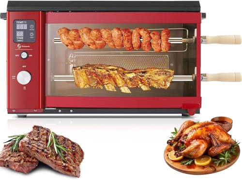 Machine à brochettes de kebab rotative automatique, gril à rôtisserie rotatif au propane à 2 couches avec plaque de cuisson électrique, gril électrique sans fumée, machine à brochettes de poisson