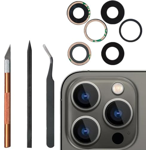 3 Pack 13 Pro Camera Lens Glass Replacement for iPhone 13 Pro,13 Pro Back Camera Lens Replacement with Pre-Installed Adhesive, Back Glass Camera Lens, Repair Tool Kit