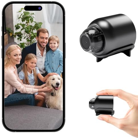 Cámara Mini 1080P HD, Seguridad WiFi Interior con Visión Nocturna y Detección de Movimiento - para Hogar, Bebés y Oficina, Ángulo 140° Control en Tiempo Real