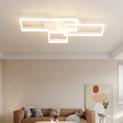 zenlavia Plafón LED Moderno Rectangular – Lámpara de Techo Regulable con Mando a Distancia, 6200lm, 62W, 3000–6500K, Luz Nocturna, Temporizador, Memoria, para Salón y Dormitorio
