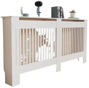 Radiator Cover Cabinet Large MDF Cabinet Horizontal or Vertical Grill Design with Brackets for Heaters & Fireplaces, Stylish Home(White Vertical XL)