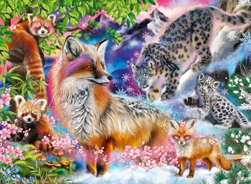 Ravensburger Himalayan Harmony 500 Piece Jigsaw Puzzle – Snow Leopard, Red Panda & Fox – Colourful Wildlife Scene, Premium Quality Puzzle for Adults & Kids Age 10+