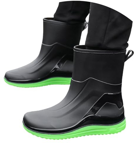 Richymfa Botas impermeables para hombre de goma acolchadas a prueba de viento, botines de pesca impermeables ligeros zapatos caminando casuales botines de pesca moda zapatos hombre anti lluvia cómodos