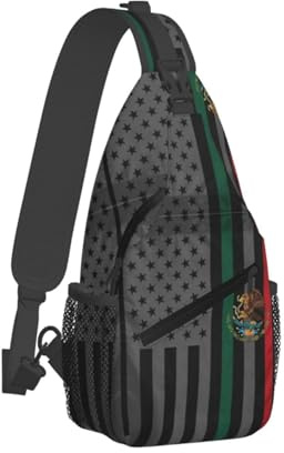Schultertasche Mexiko-Amerika-Flagge Slingtasche Langlebiger Stilvoller Sling Bag Herren & Damen, Für Wandern, Reisen, Fitness