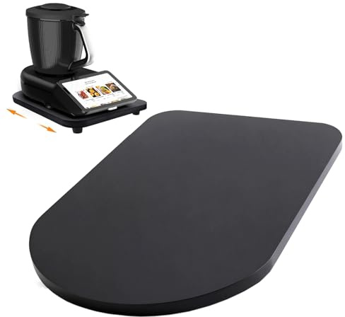 Gleitbrett für Thermomix TM7 - Holz Brett für Thermomix Vorwerk Küchenmaschine TM7 Zubehör - mit 360° Rollen & Gummifüßen, Leicht zu Bewegen, Unterlage für Thermomix TM7 (Schwarz)