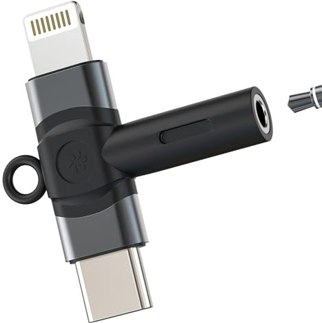 Lightning to 3.5mm Headphone Jack Adapter USB C for iPhone17 16 15 14 13 Pro Max for Apple Audio AUX Adaptor Compatible with Samsung S25 Digital Earphone Cable Dongle Microphone Connector for iPad Car