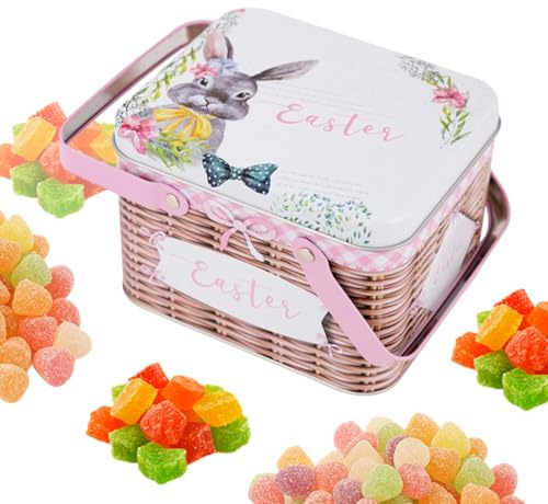 Cestino di Pasqua per Caramelle, Scatola di Metallo per Caramelle, con Coperchio e Manico, Scatola di immagazzinaggio per Dolci e, per Feste, cioccolatini, Regali di Vacanza, frian